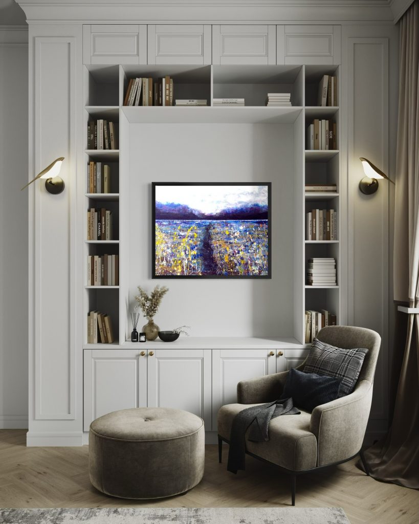 Decoración salón paisaje azul