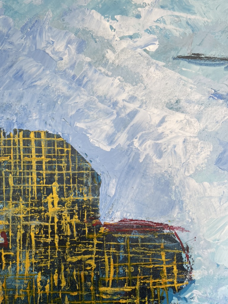 Close up Blue Jasmnie abstract painting