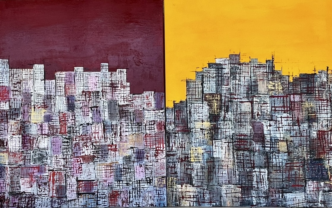 Díptico urban abstract painting