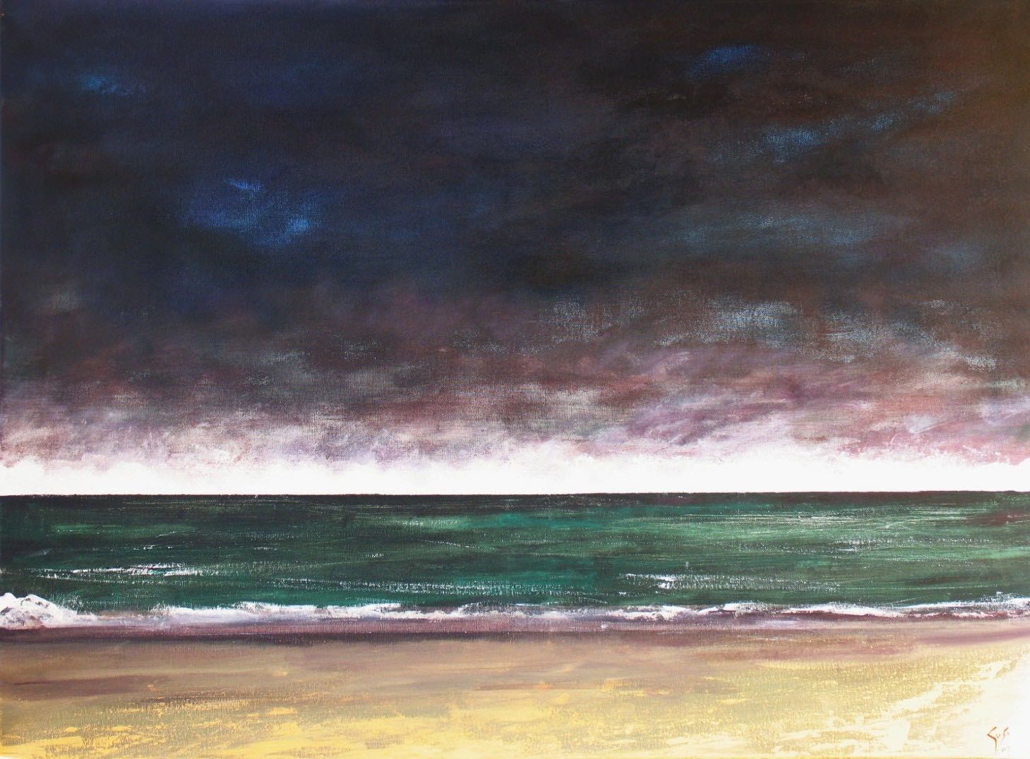 Playa verde abstract landscape guso painting