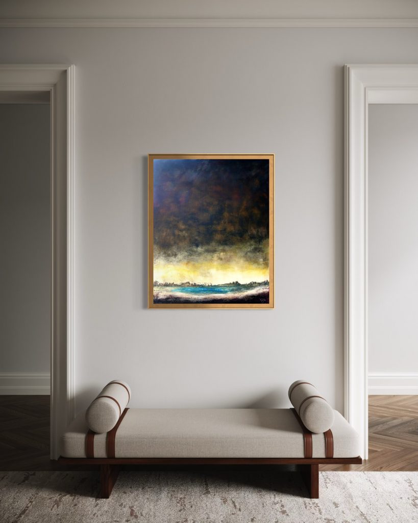 Blue bay abstract guso painting